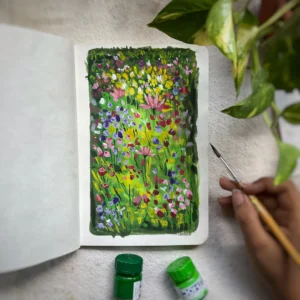 Green abstract florals painting 2